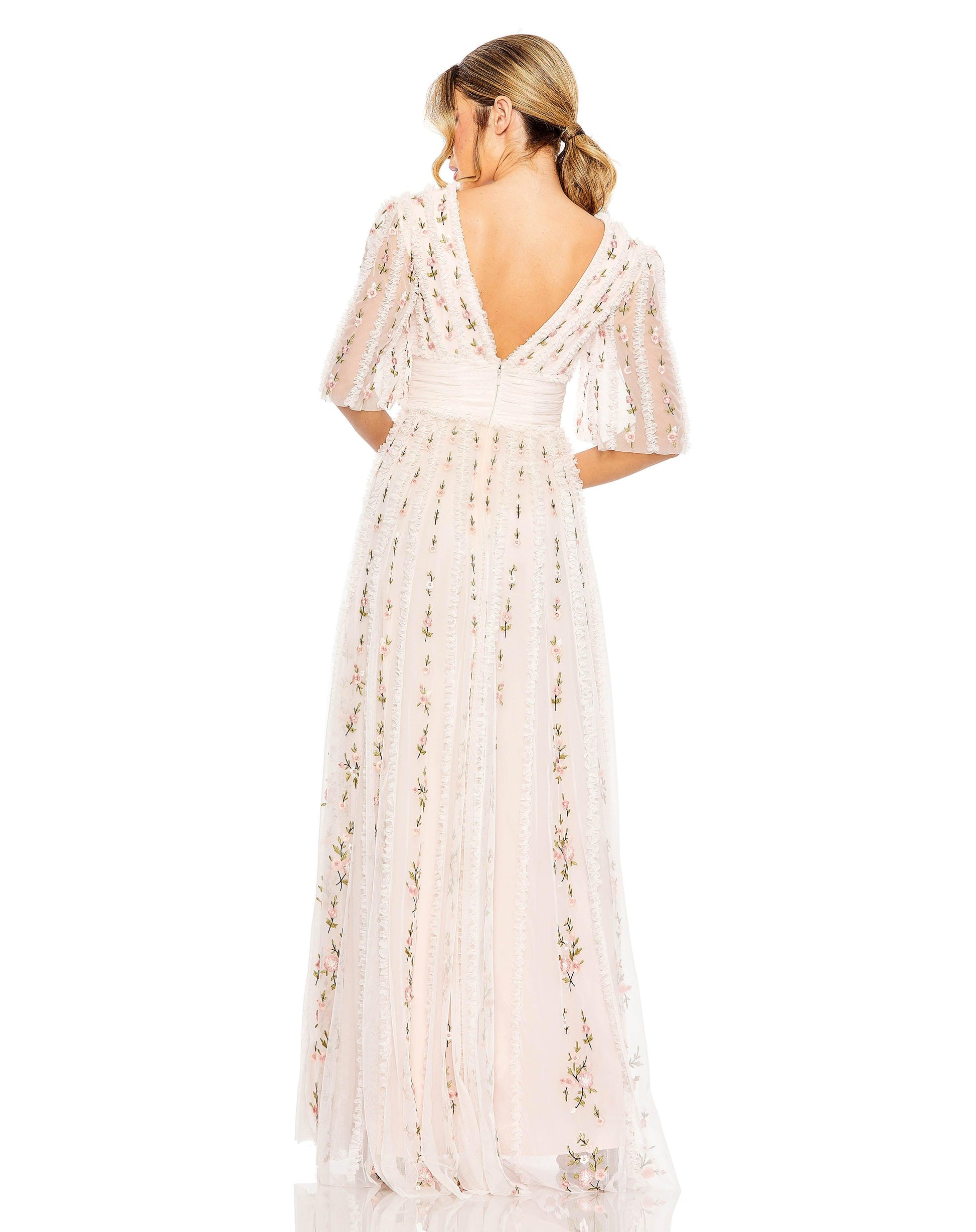 Mac Duggal 8028 Long Formal Short Sleeve Gown