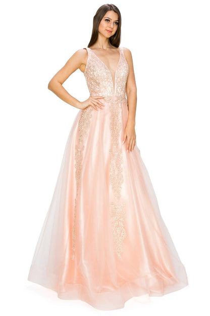 Cinderella Couture CC8029J Sleeveless Embellish Prom Dress Blush