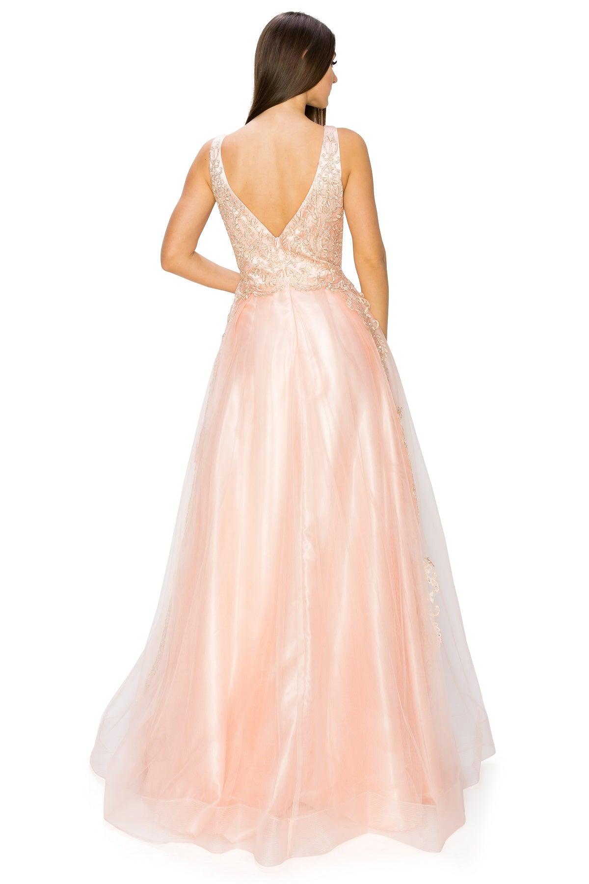 Cinderella Couture CC8029J Sleeveless Embellish Prom Dress Blush