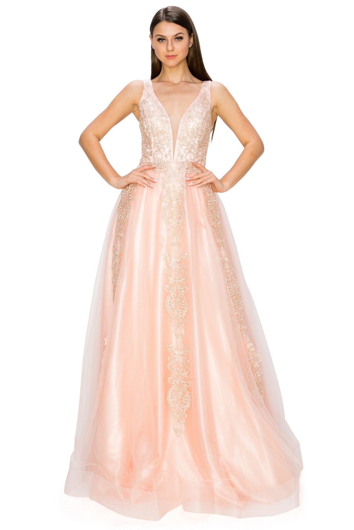 Cinderella Couture CC8029J Sleeveless Embellish Prom Dress Blush