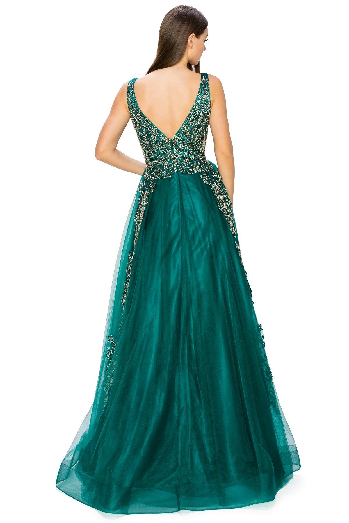 Cinderella Couture CC8029J Sleeveless Embellish Prom Dress Hunter Green