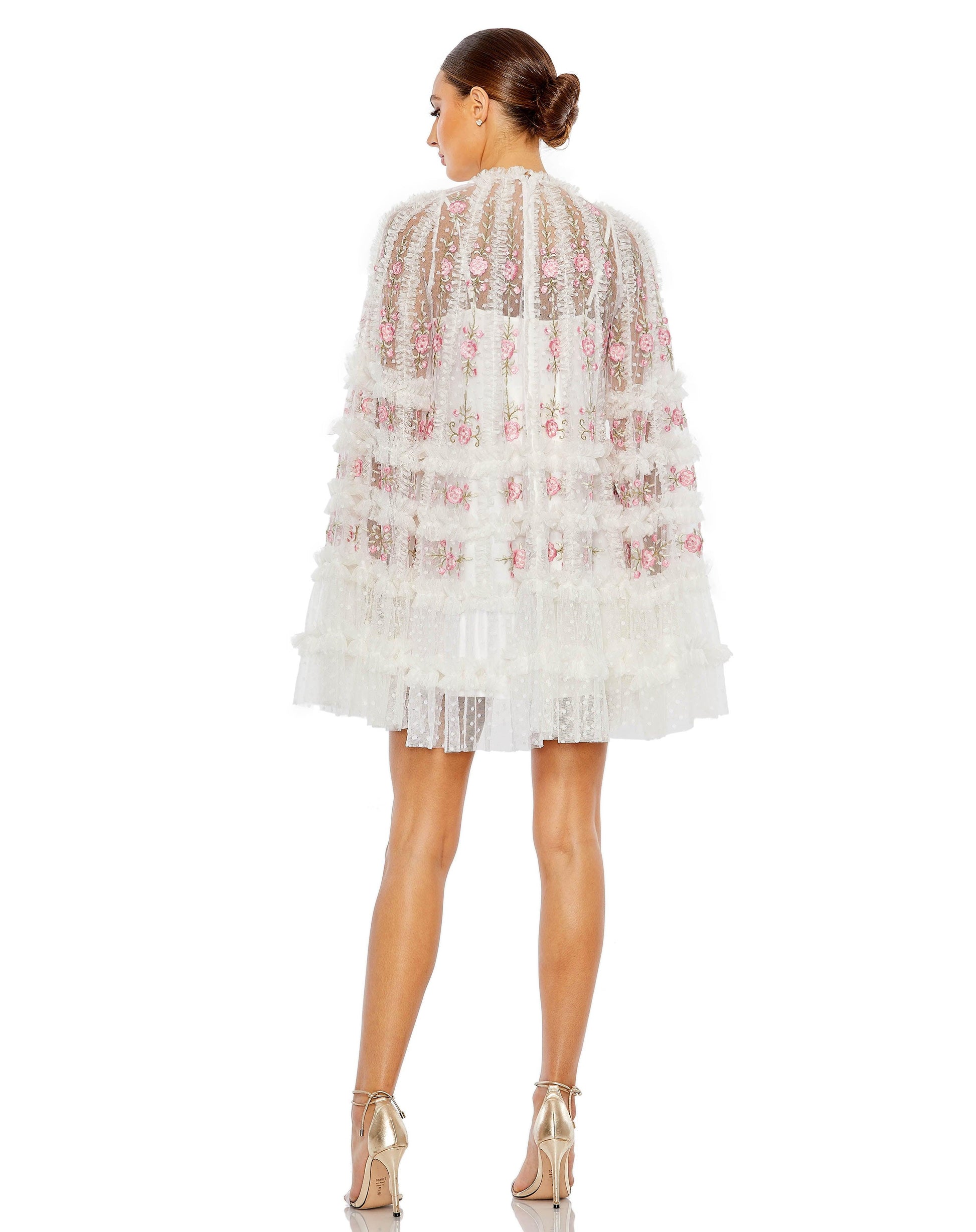 Mac Duggal 8031 Short Cape Sleeve Cocktail Dress