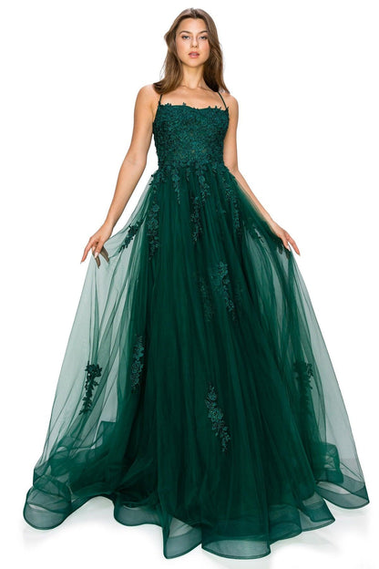 Cinderella Couture CC8031J Sleeveless Slit Gown Hunter Green