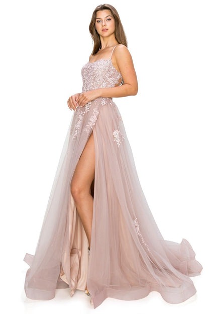 Cinderella Couture CC8031J Sleeveless Slit Gown Mauve