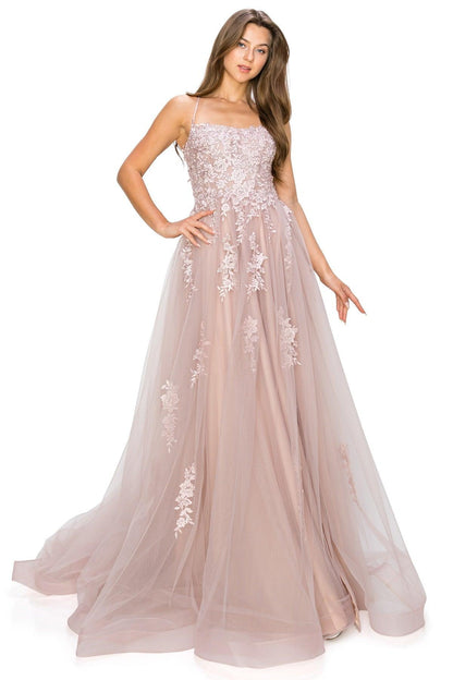 Cinderella Couture CC8031J Sleeveless Slit Gowns Mauve