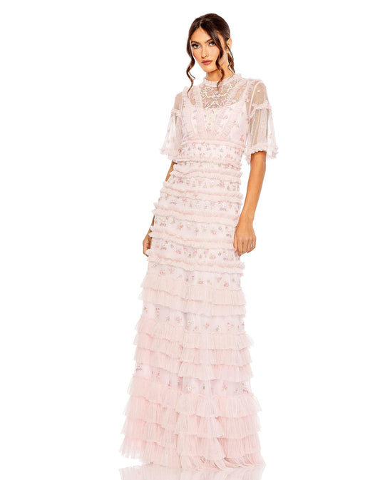 Formal Dresses Long Formal Ruffle Dress Rose Multi