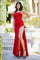 Cinderella Couture CC8035J Spaghetti Strap Satin Dress Red