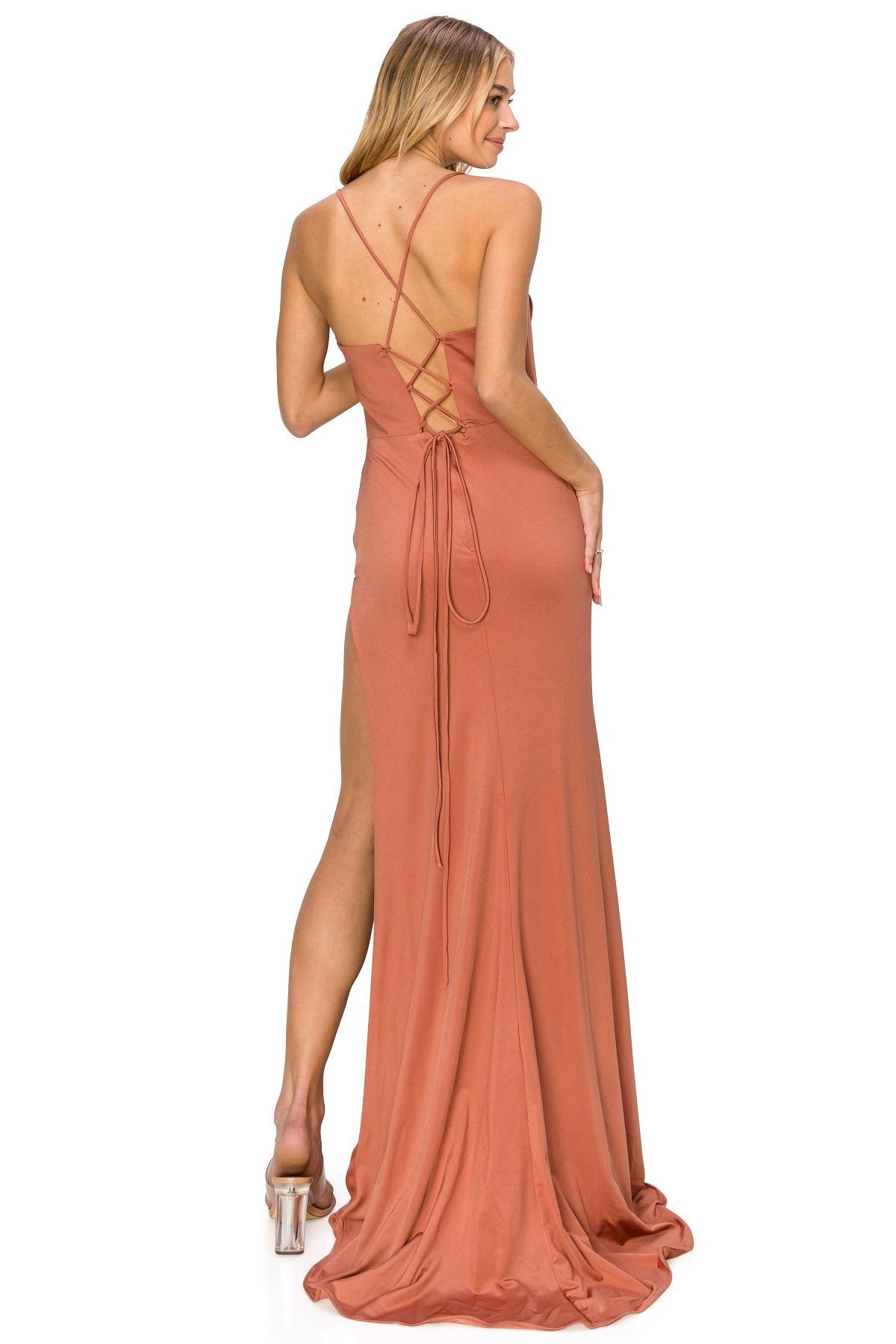 Cinderella Couture CC8035J Spaghetti Strap Satin Dress Sienna