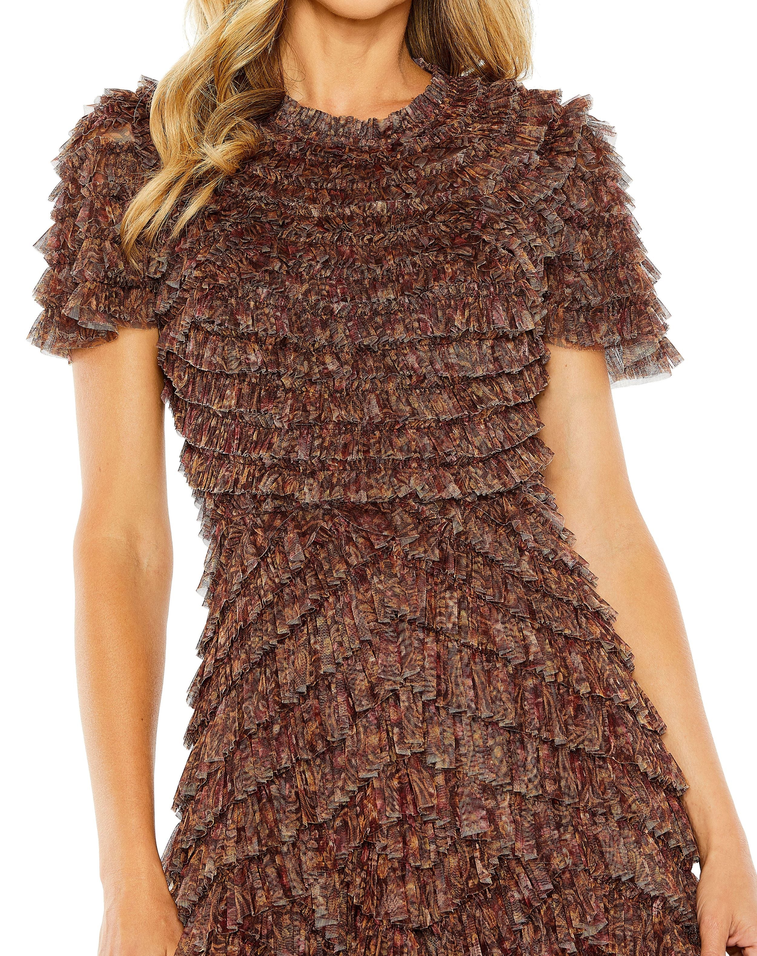 Long Ruffle Tiered Short Sleeve Dress Ruffle Tiered Short Sleeve Mac D –  The Dress Outlet
