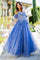 Cinderella Couture CC8042J Strapless A Line Glittered Tulle Gown Smoky Blue