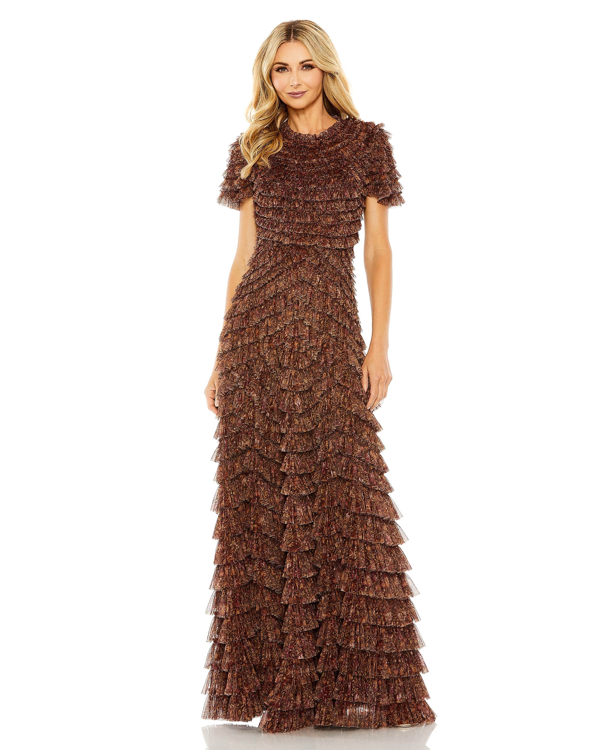 Long Ruffle Tiered Short Sleeve Dress Ruffle Tiered Short Sleeve Mac Duggal 8042 Long Ruffle Tiered Short Sleeve Dress Ruffle Tiered Short Sleeve Mac Duggal 8042