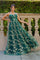 Cinderella Couture CC8043J Strapless Glittered Print A Line Gown Hunter Green