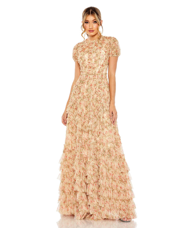 Long Formal Floral Print Dress Floral Print Detail Mac Duggal 8045