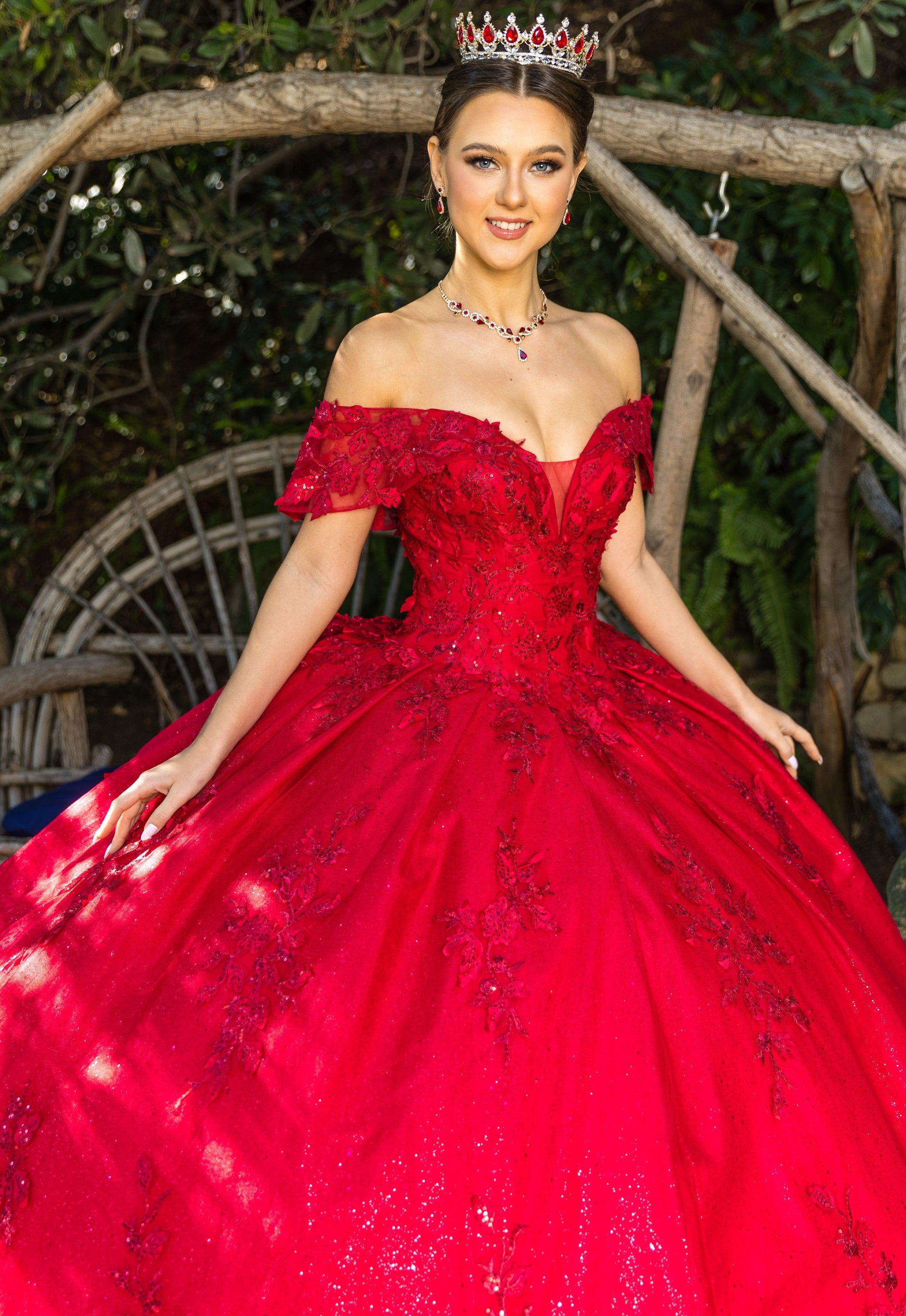 Cinderella Couture CC8045J Off Shoulder Lace Applique Ball Gown
