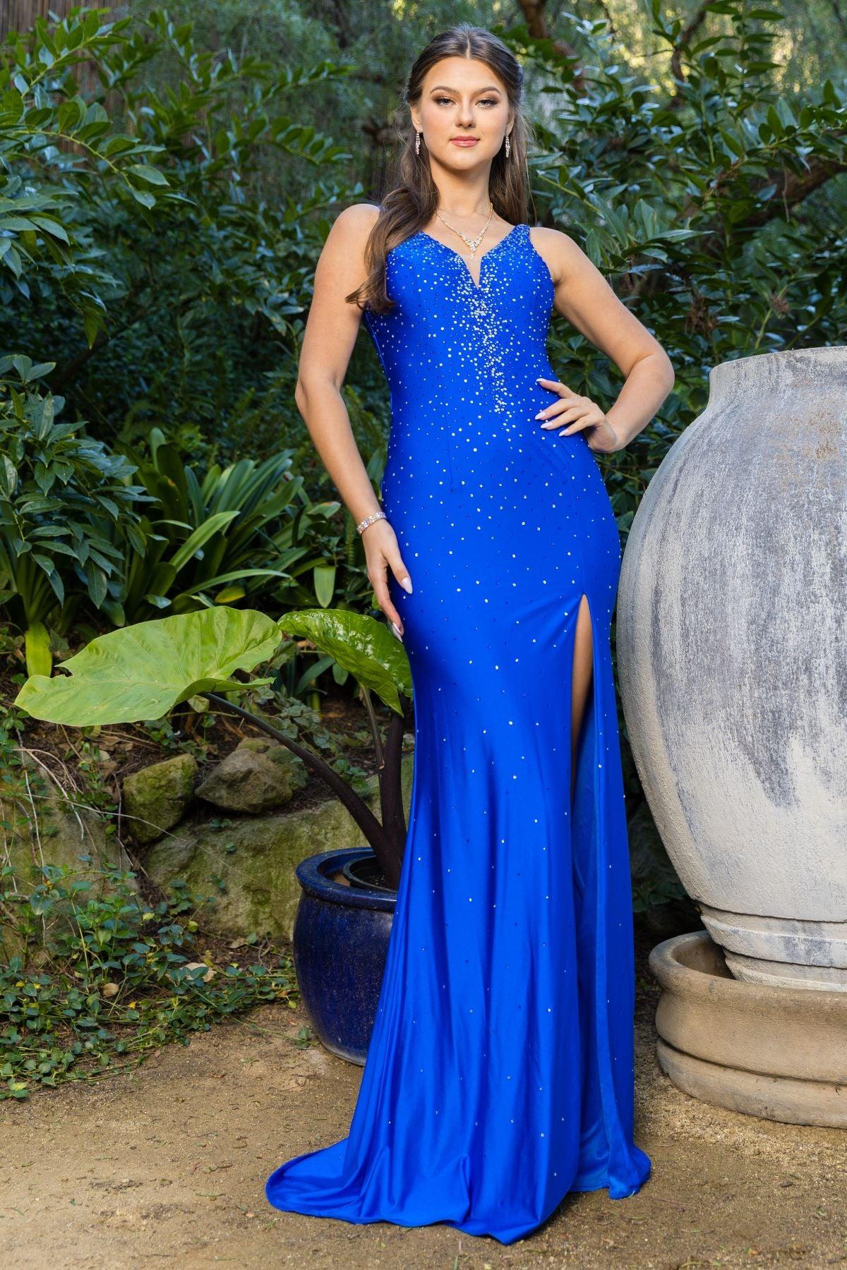 Cinderella Couture CC8048J Sleeveless Fitted Beaded Formal Dress Royal
