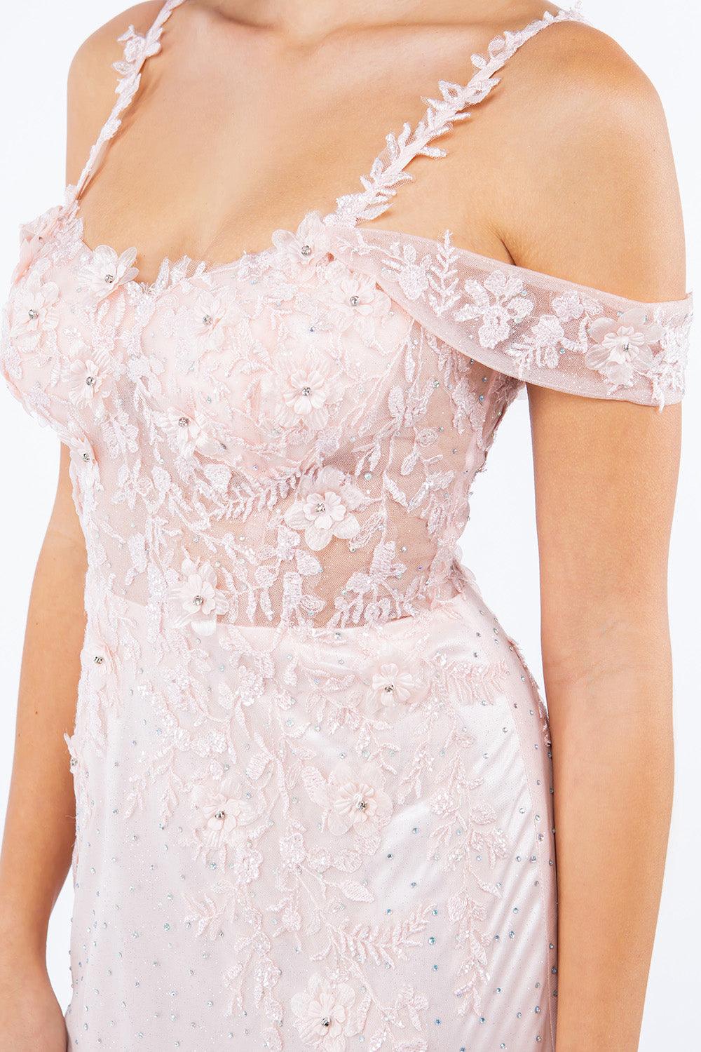 Cinderella Couture CC8049J Off Shoulder Fitted Slit Formal Dress