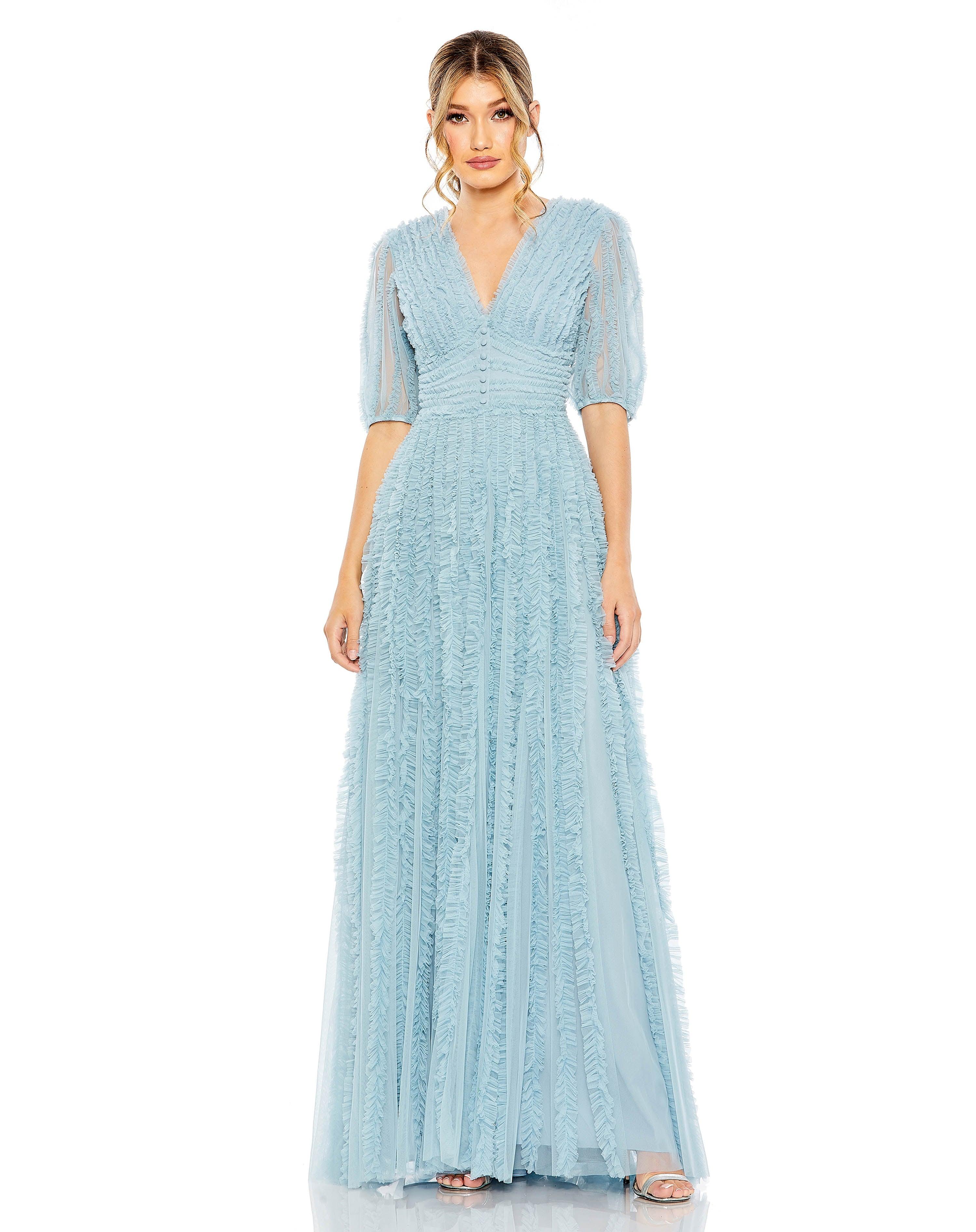 Long Formal Puff Sleeve Ruffle Dress Puff Sleeves & Ruffle Detail Mac The Dress Outlet Long Formal Puff Sleeve Ruffle Dress Puff Sleeves & Ruffle Detail Mac The Dress Outlet