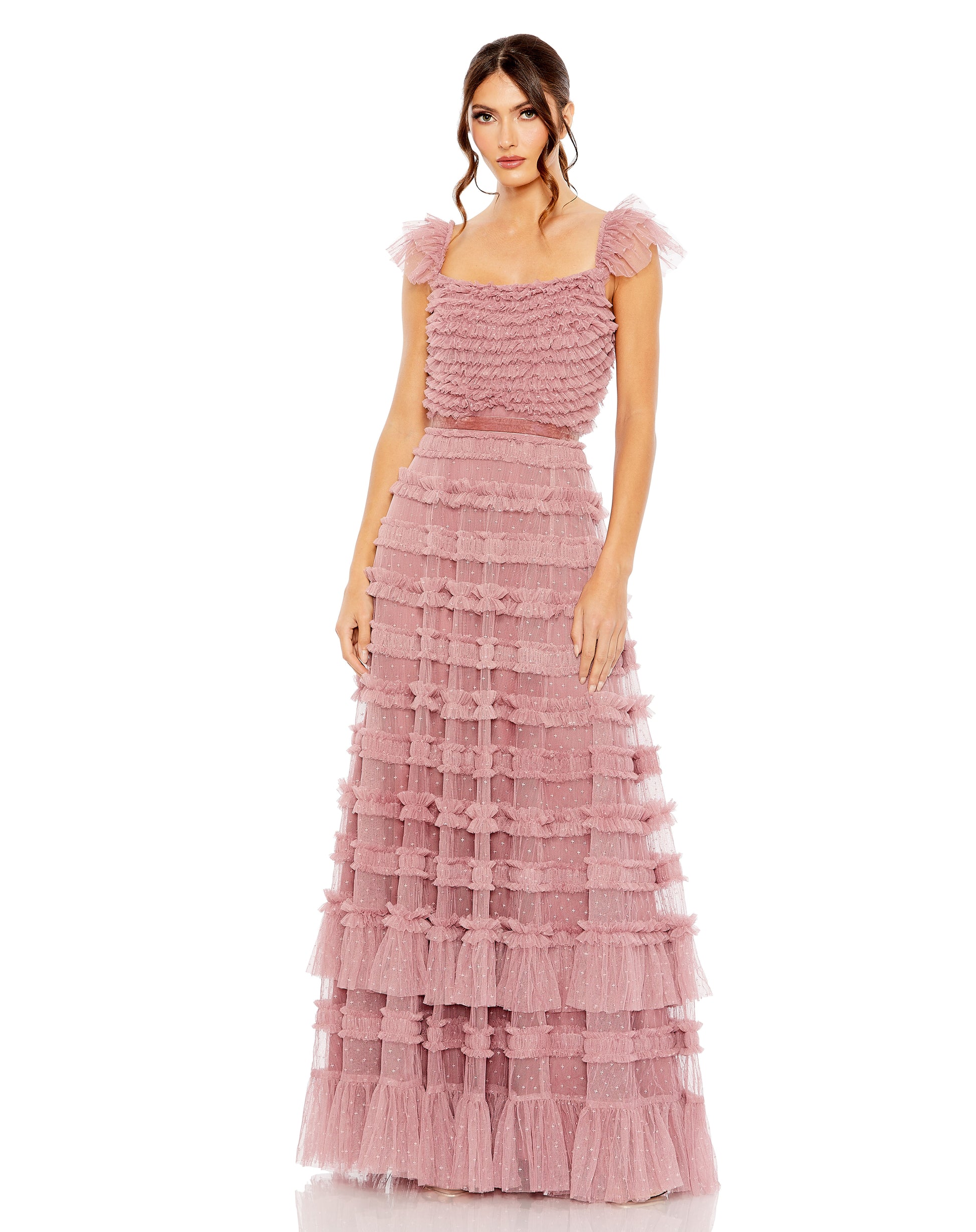 Mac Duggal 8052 Formal Long A Line Evening Tiered Dress