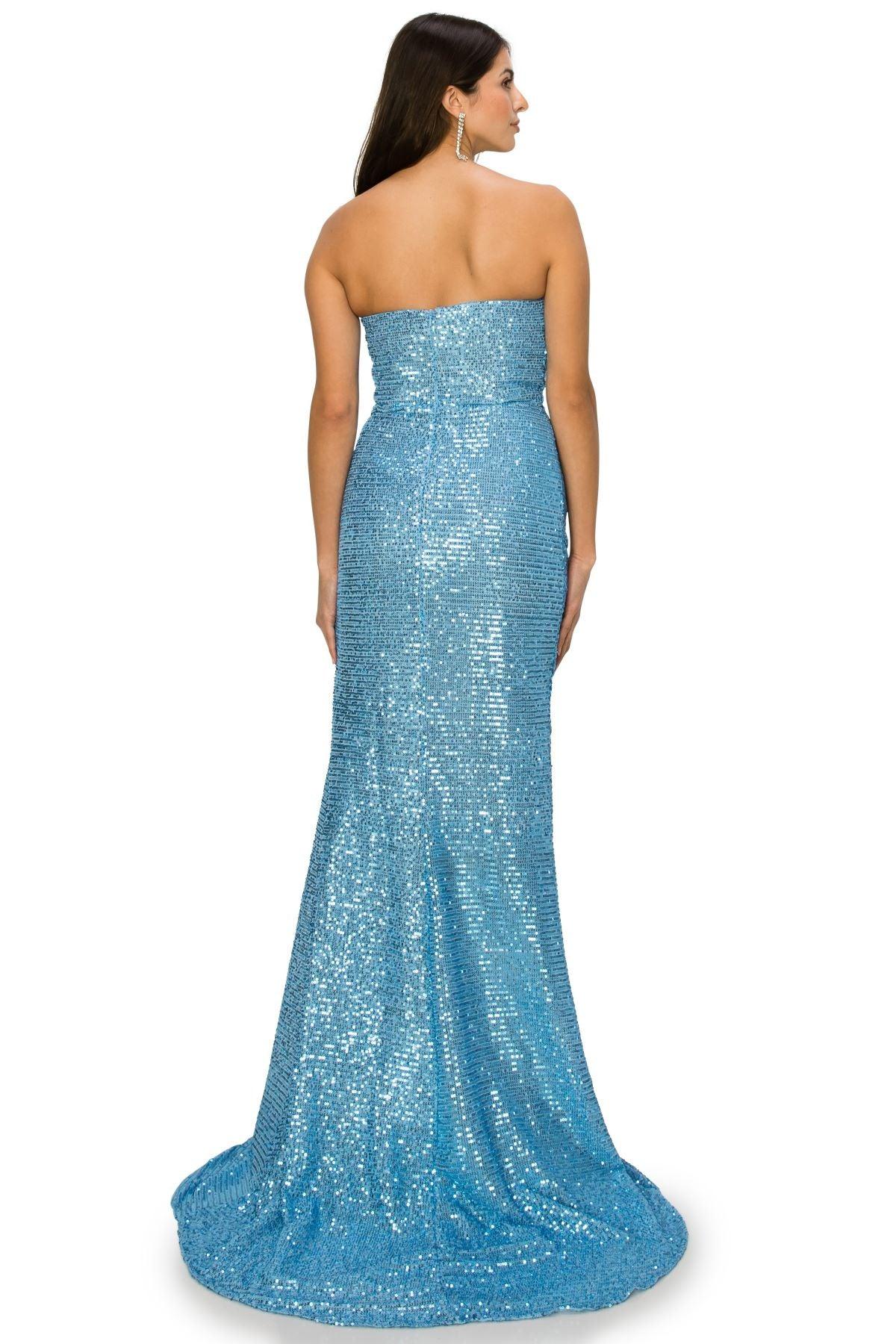 Cinderella Couture CC8052J Strapless Glitter Formal Dress Blue