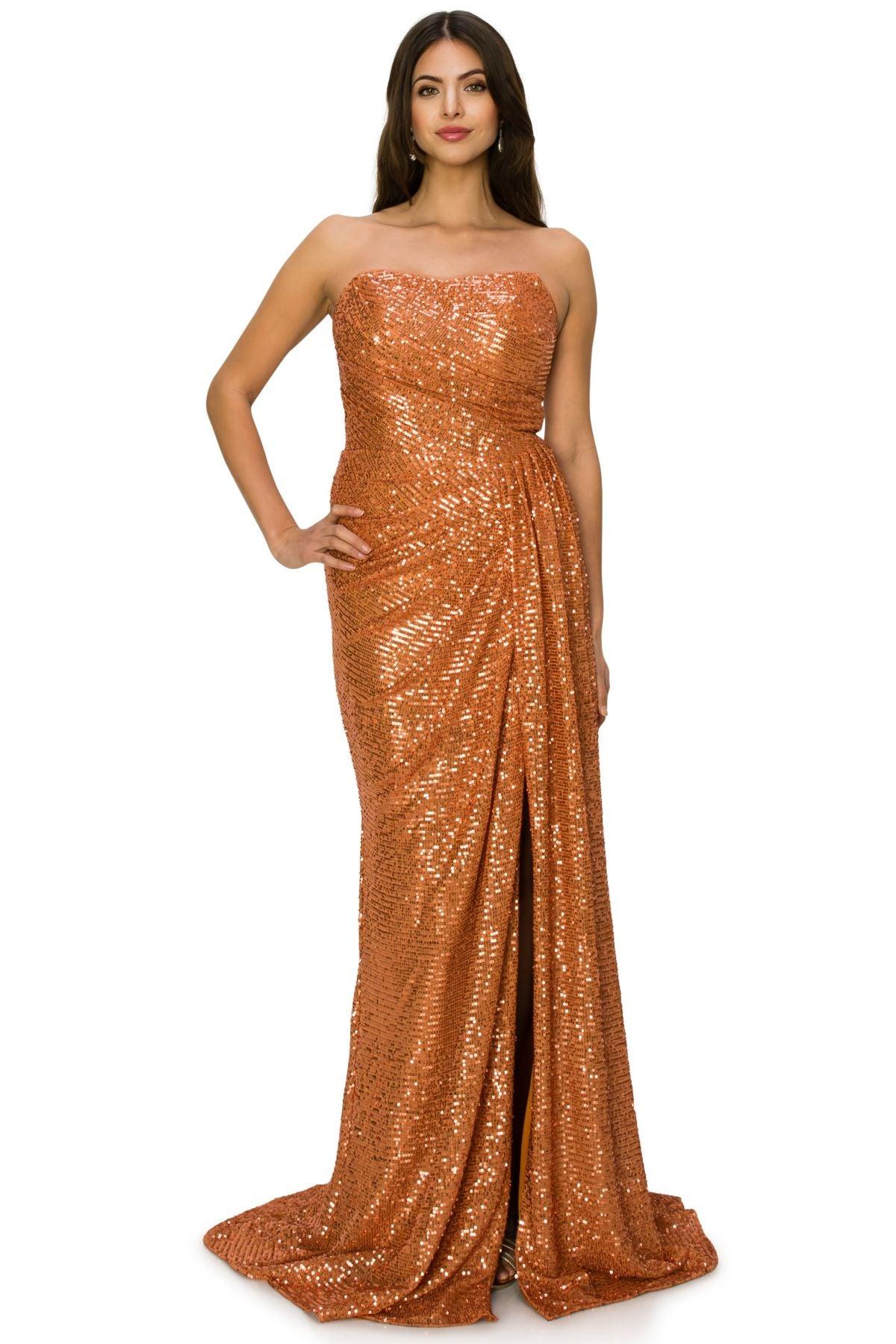 Cinderella Couture CC8052J Strapless Glitter Formal Dress