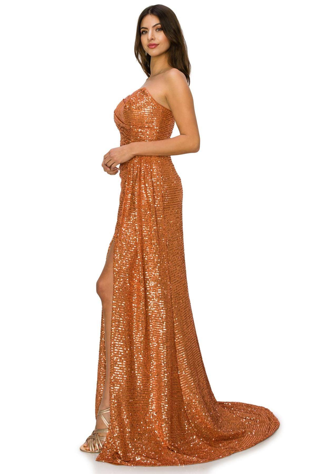 Cinderella Couture CC8052J Strapless Glitter Formal Dress