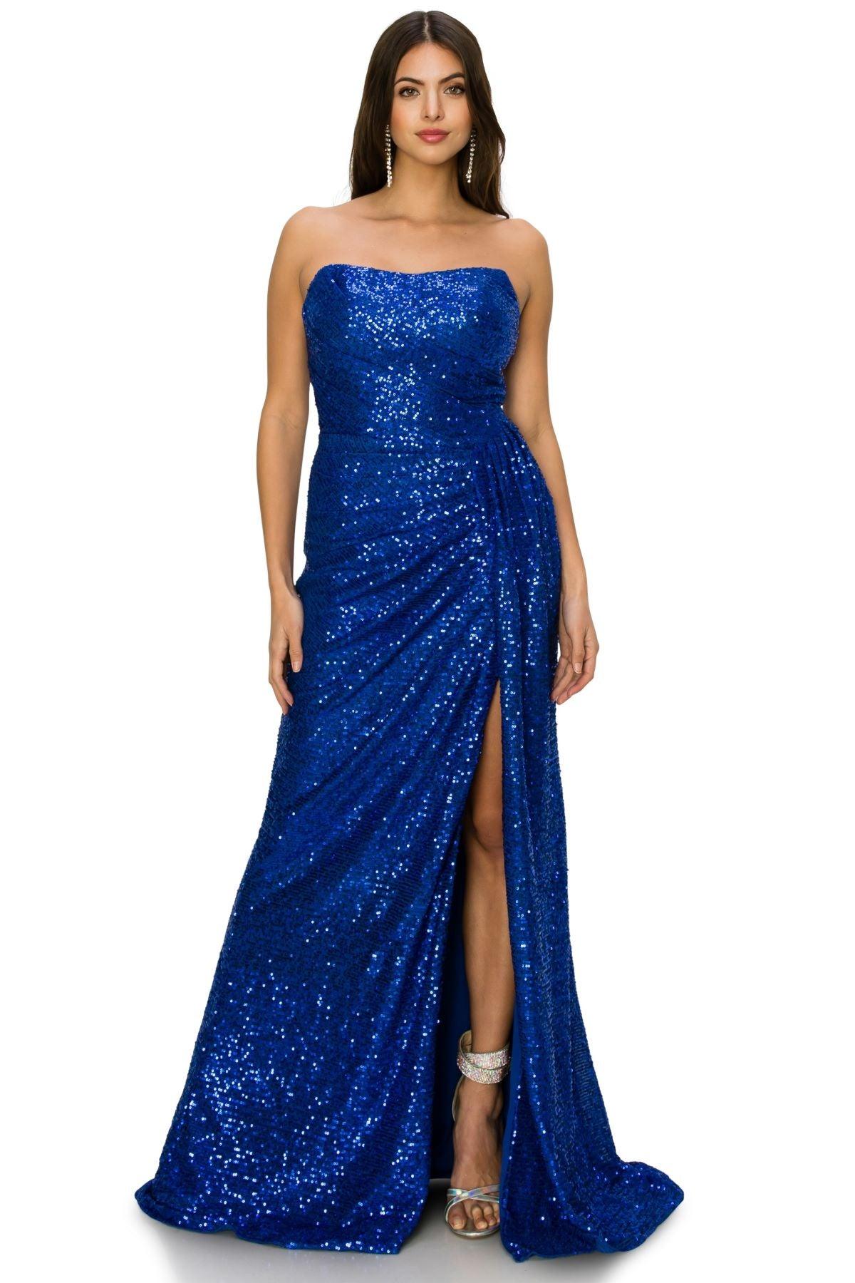 Cinderella Couture CC8052J Strapless Glitter Formal Dress Royal