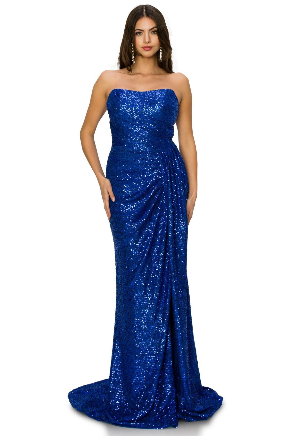 Cinderella Couture CC8052J Strapless Glitter Formal Dress Royal