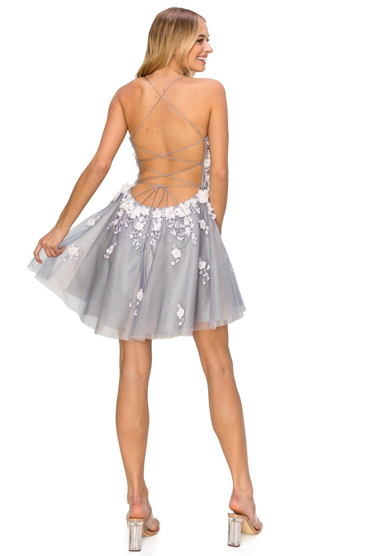 Cocktail Dresses Homecoming Short Cocktail Junior Dress Smoky Blue