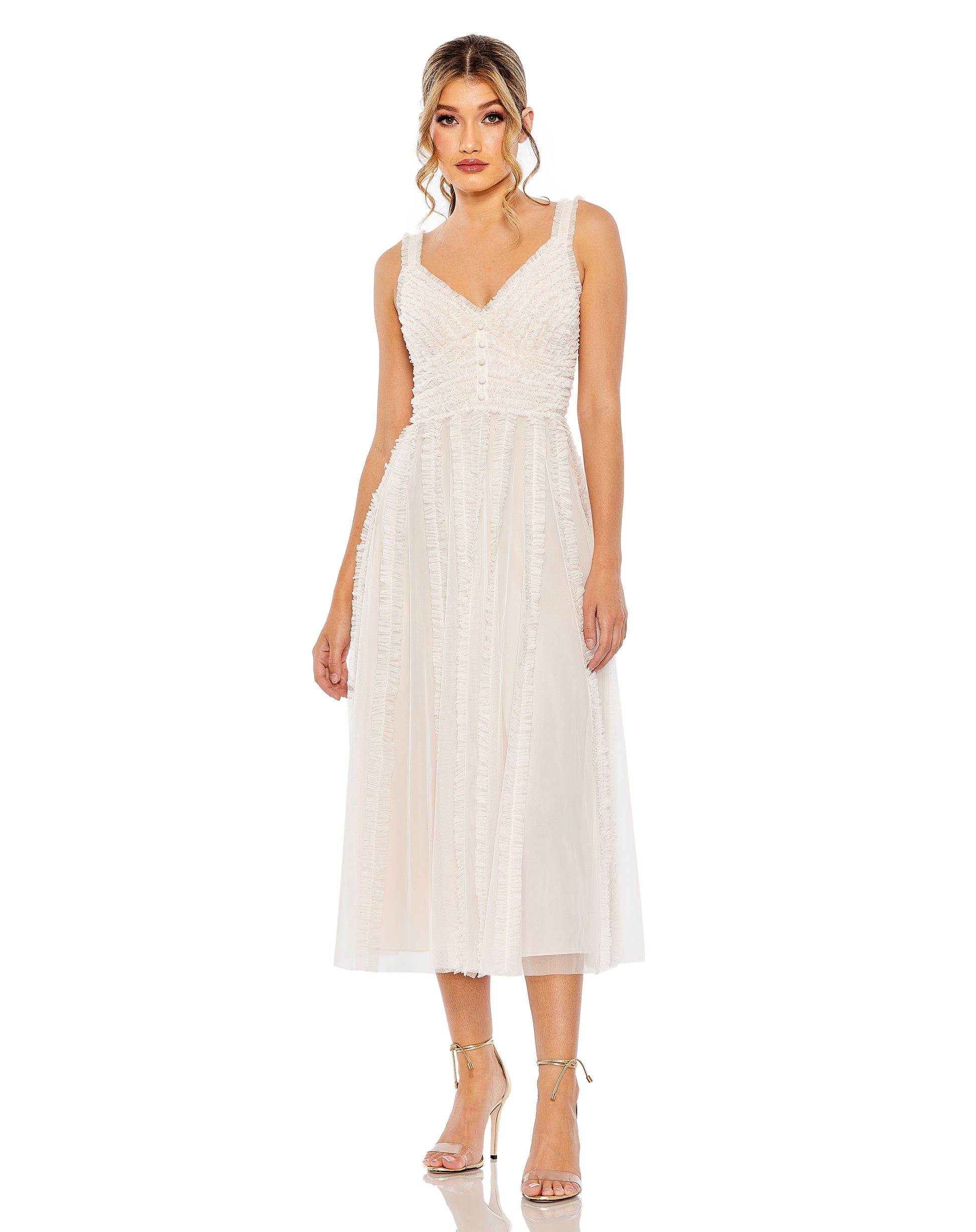 Mac Duggal 8056 Ruffle Cocktail Tea Length Dress