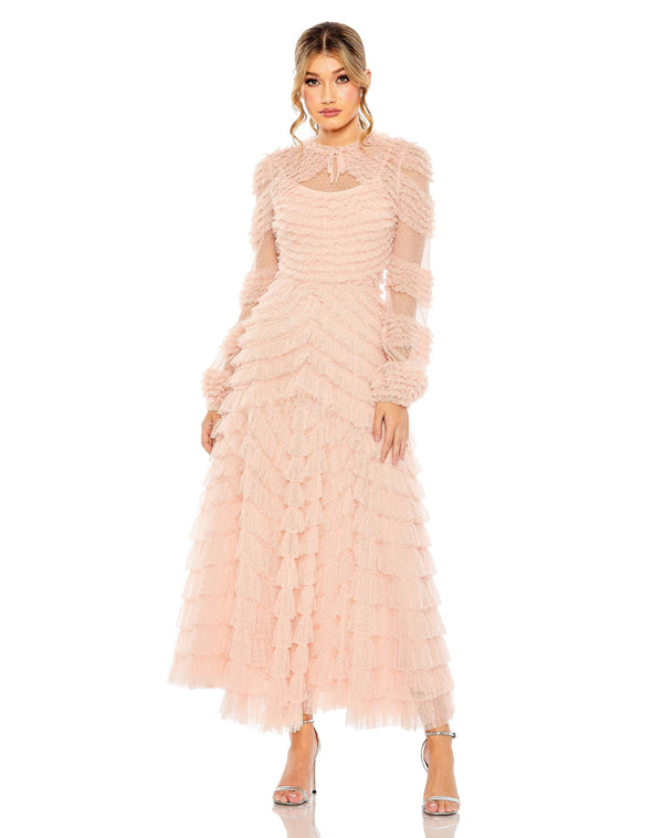 Long Sleeve Formal Ruffle Dress Long Sleeves & Ruffle Detail Mac Duggal 8057