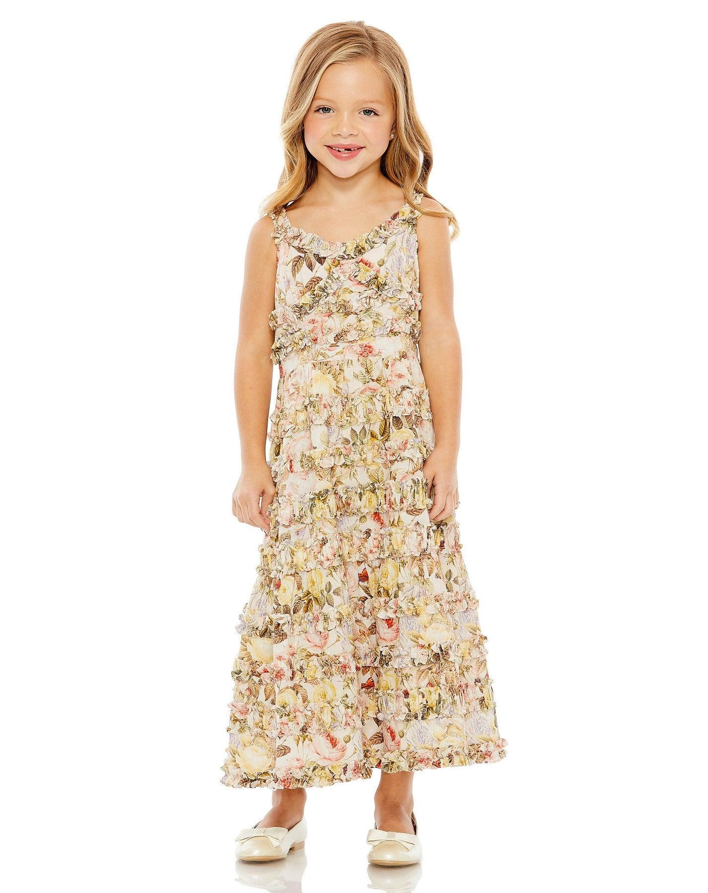 Mac Duggal 8063 Tea Length Sleeveless Chiffon Little Girls Dress
