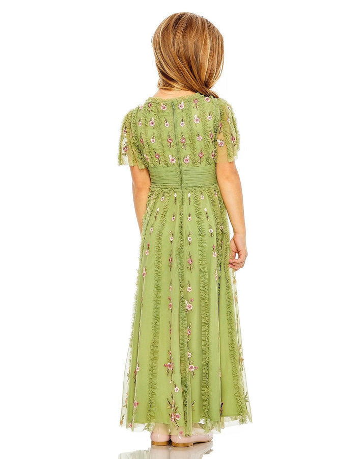 Blush Multi Mac Duggal 8064 A Line Short Sleeve Little Girls Long Dress ...