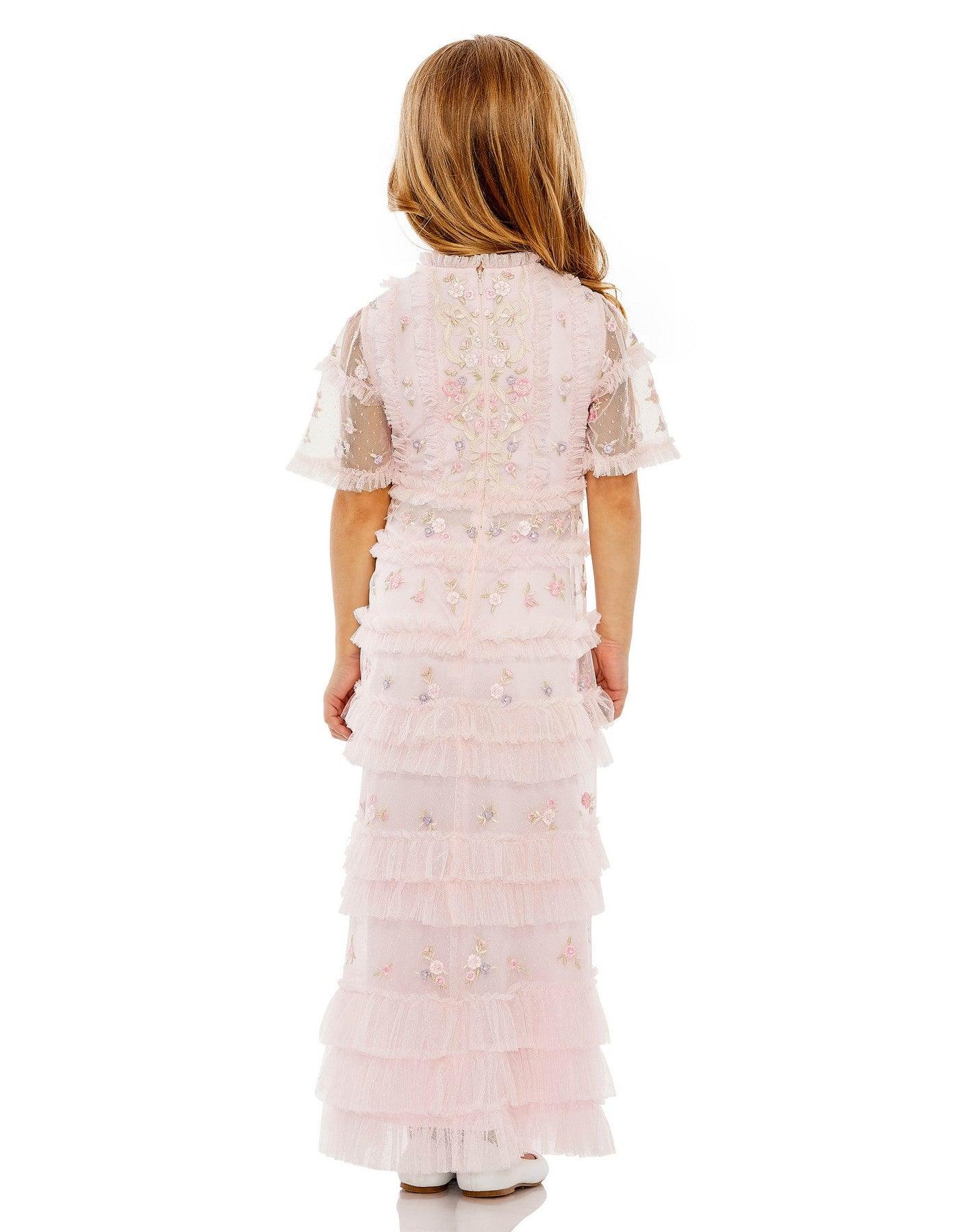 Mac Duggal 8065 Short Sleeve Little Girls Long Dress