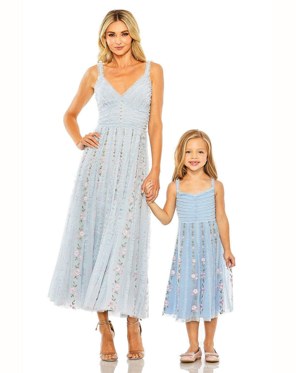 Little Girls A Line Chiffon Midi Length Dress Midi Length Mac Duggal 8067