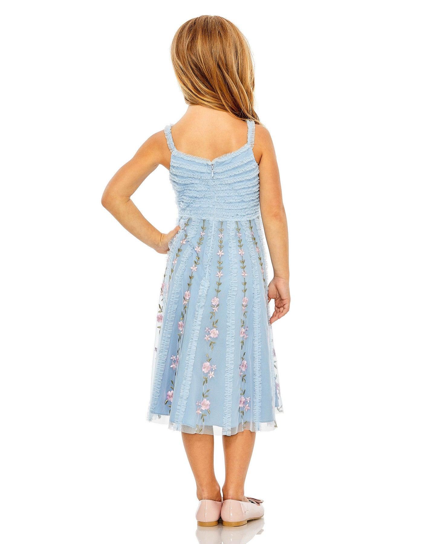 Mac Duggal 8067 Little Girls A Line Chiffon Midi Length Dress