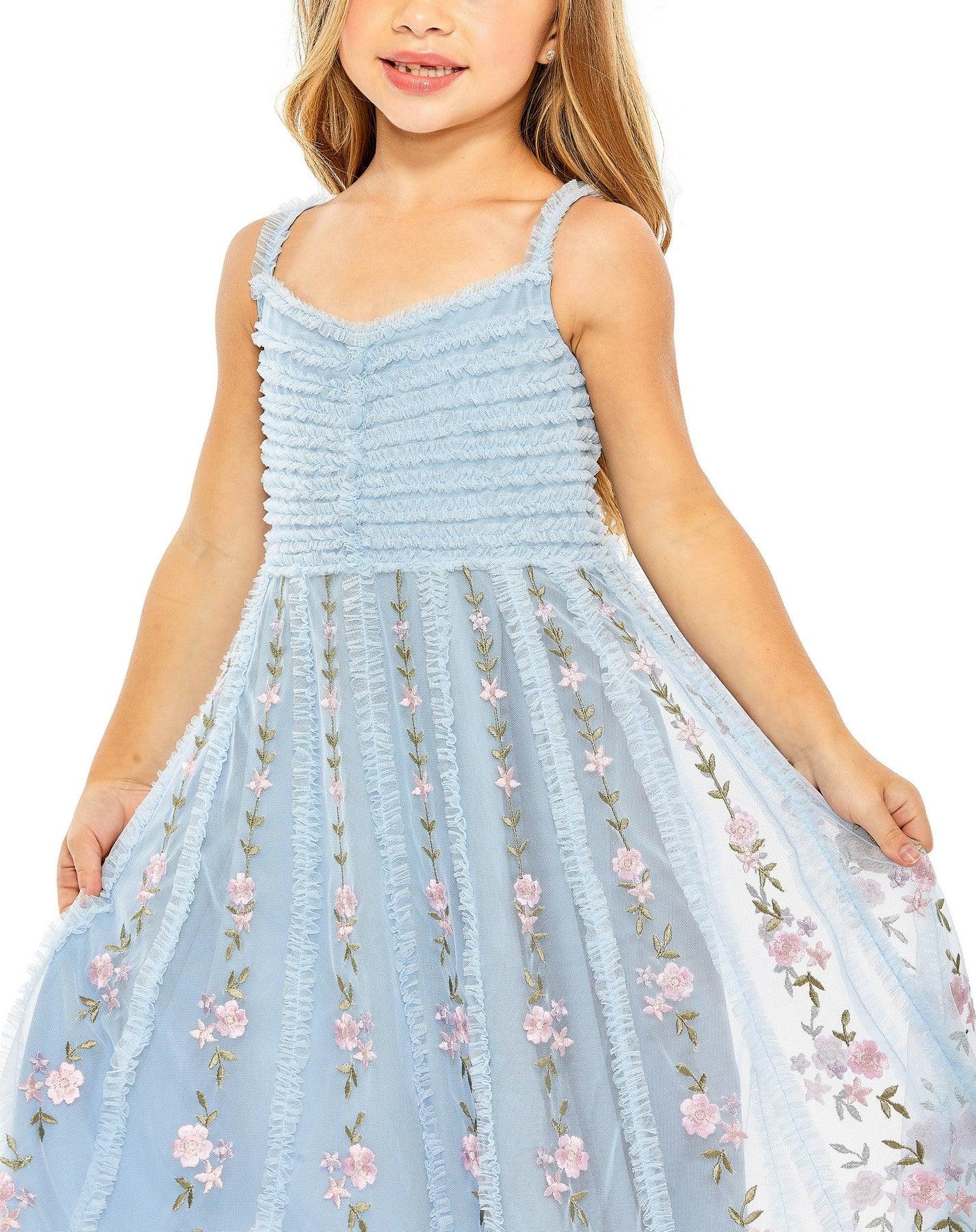 Mac Duggal 8067 Little Girls A Line Chiffon Midi Length Dress