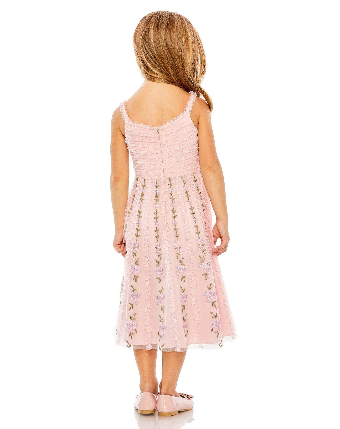 Mac Duggal 8067 Little Girls A Line Chiffon Midi Length Dress