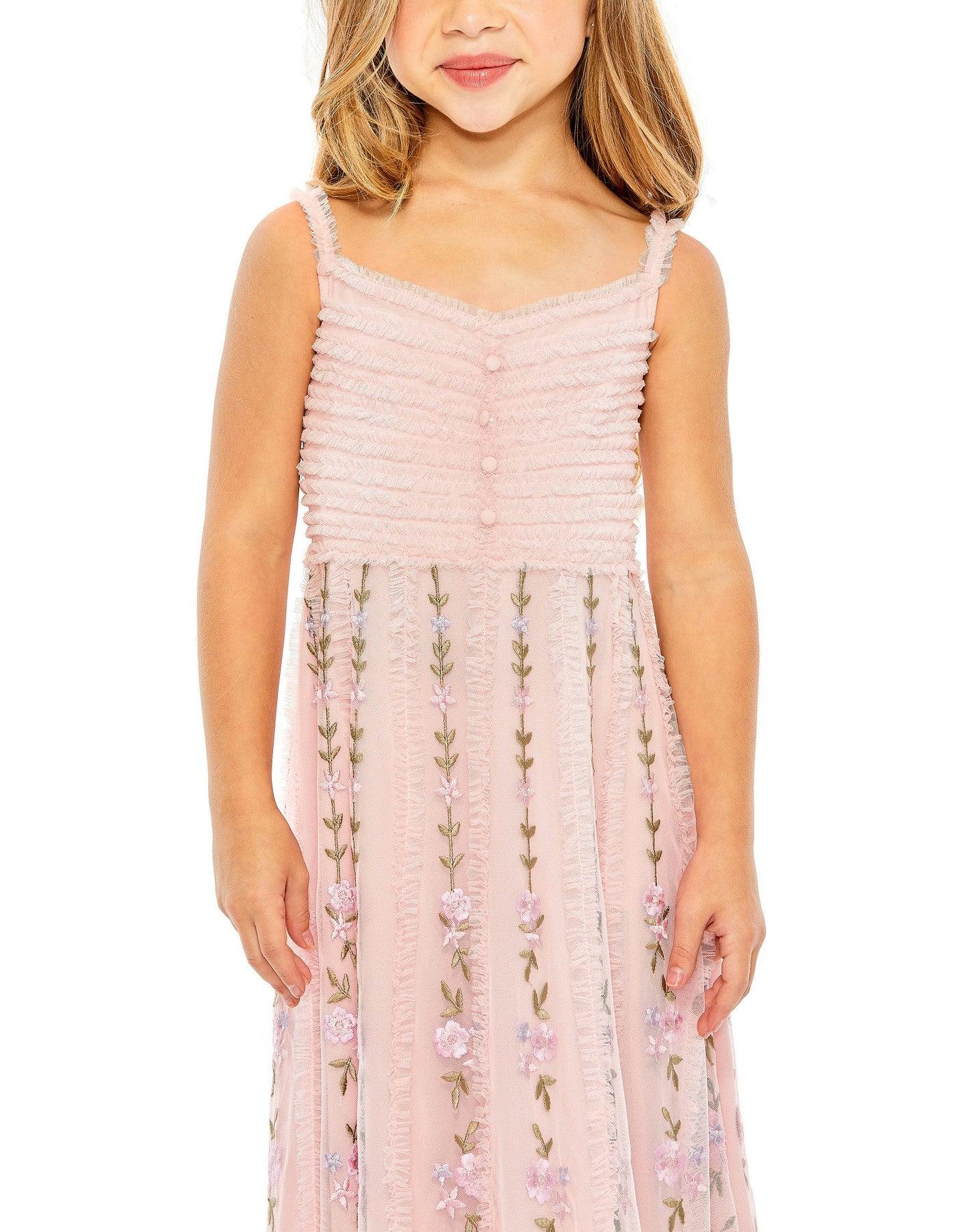 Mac Duggal 8067 Little Girls A Line Chiffon Midi Length Dress