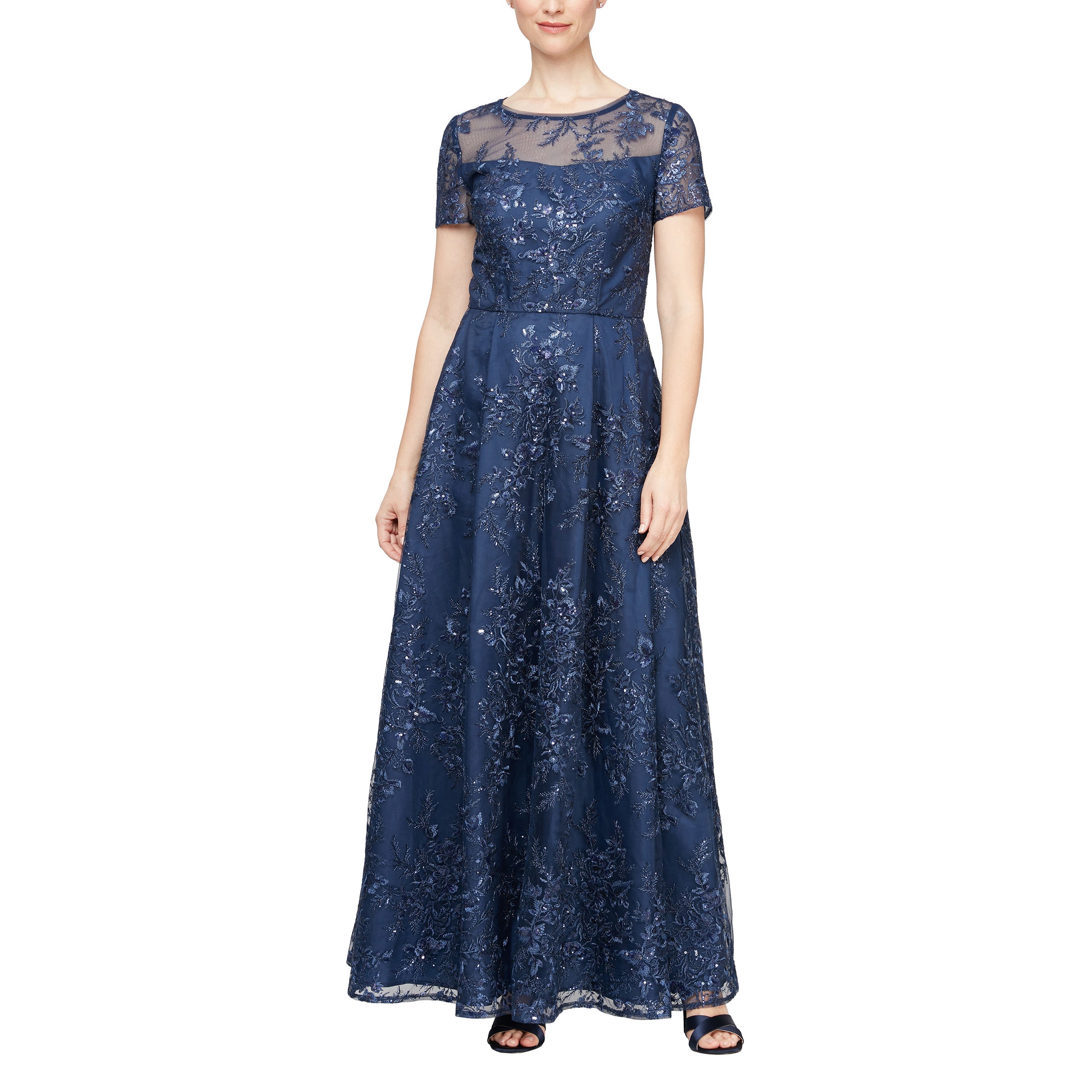 Alex Evenings 81171556 Long Embroidered Formal Short Sleeve Dress The Dress Outlet Alex Evenings 81171556 Long Embroidered Formal Short Sleeve Dress The Dress Outlet