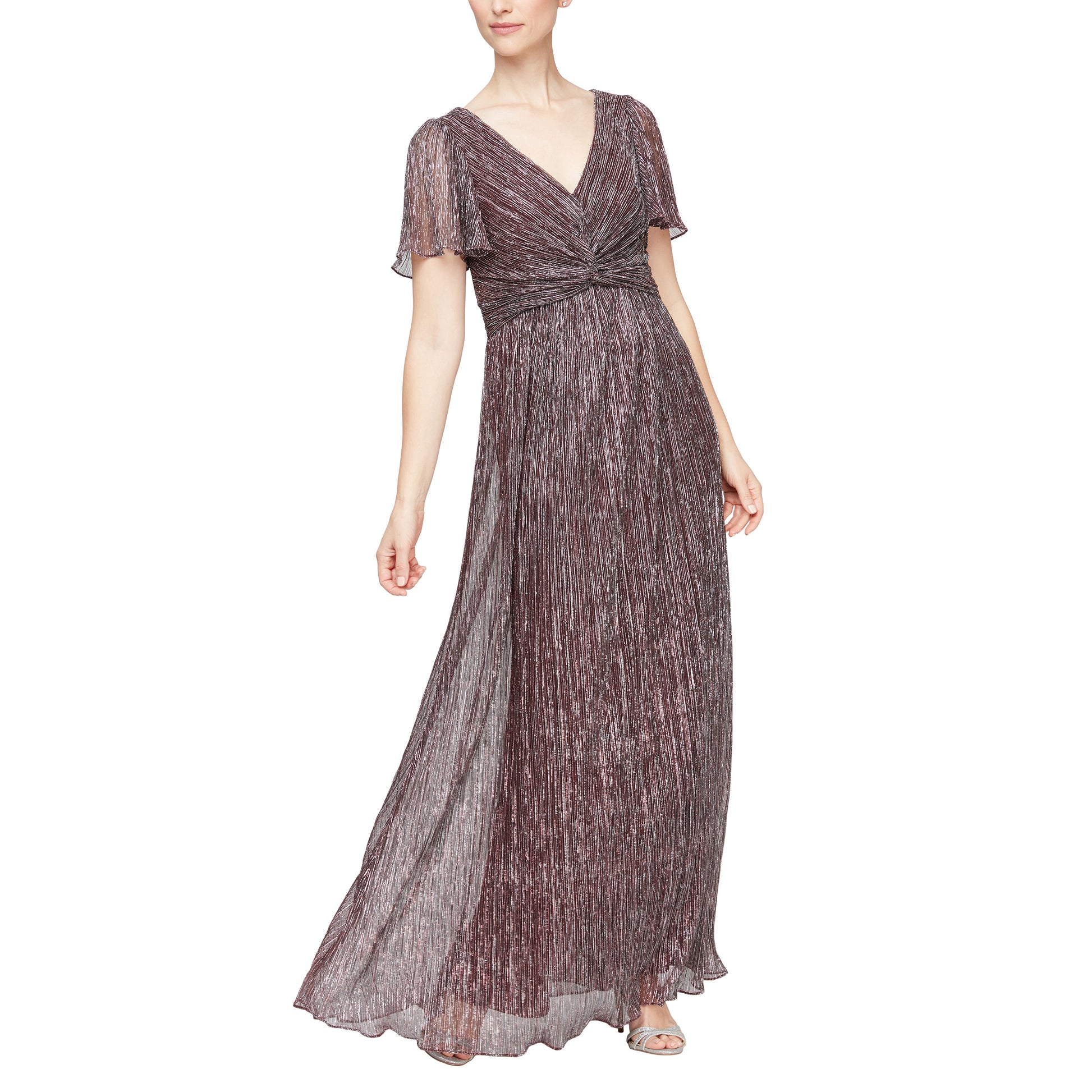 Alex Evenings 8127739 Long Formal V Neck Empire Waist Dress