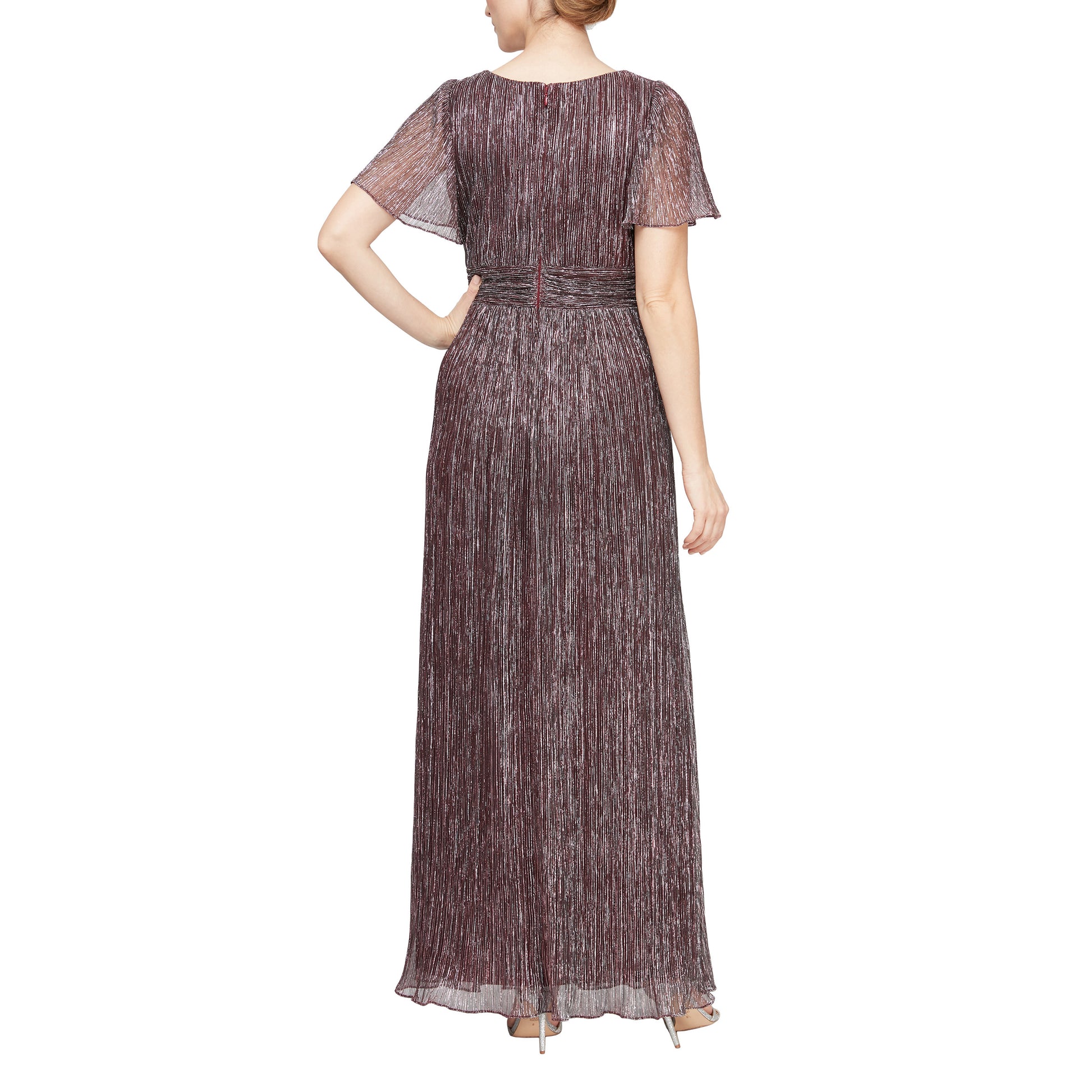 Alex Evenings 8127739 Long Formal V Neck Empire Waist Dress