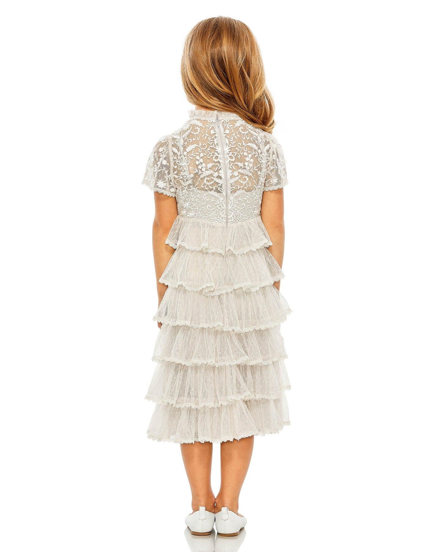Little Girls Short Sleeve Lace Midi Length Dress Lace Finish Mac Dugga   The Dress Outlet