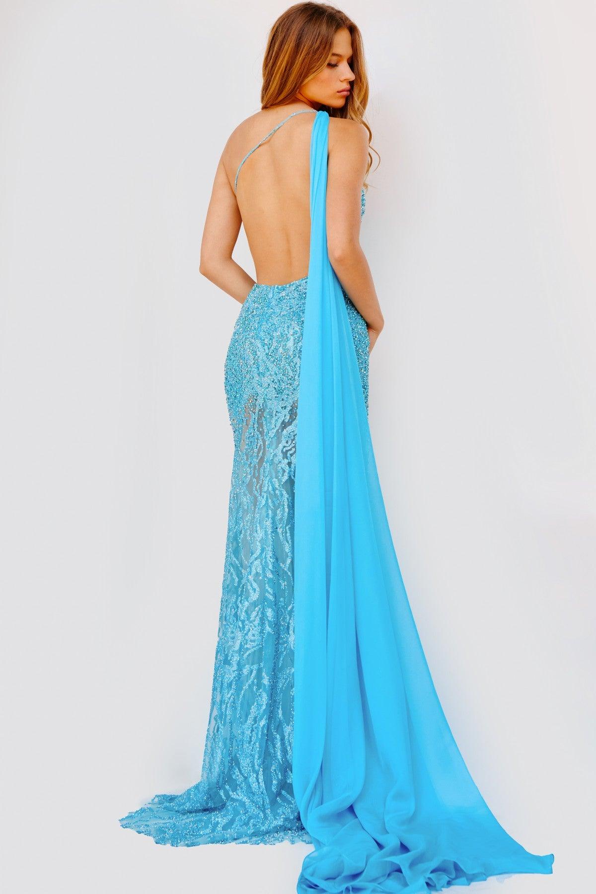 Jovani 22602 Long Formal Beaded One Shoulder Prom Dress