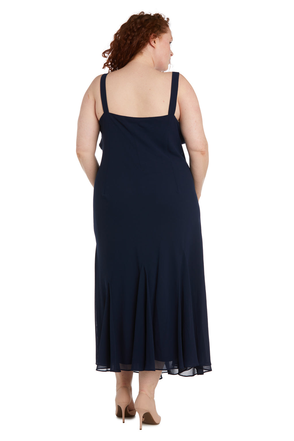 Plus Size Dresses Extra Plus Size Beaded Jacket Midi Dresses Navy