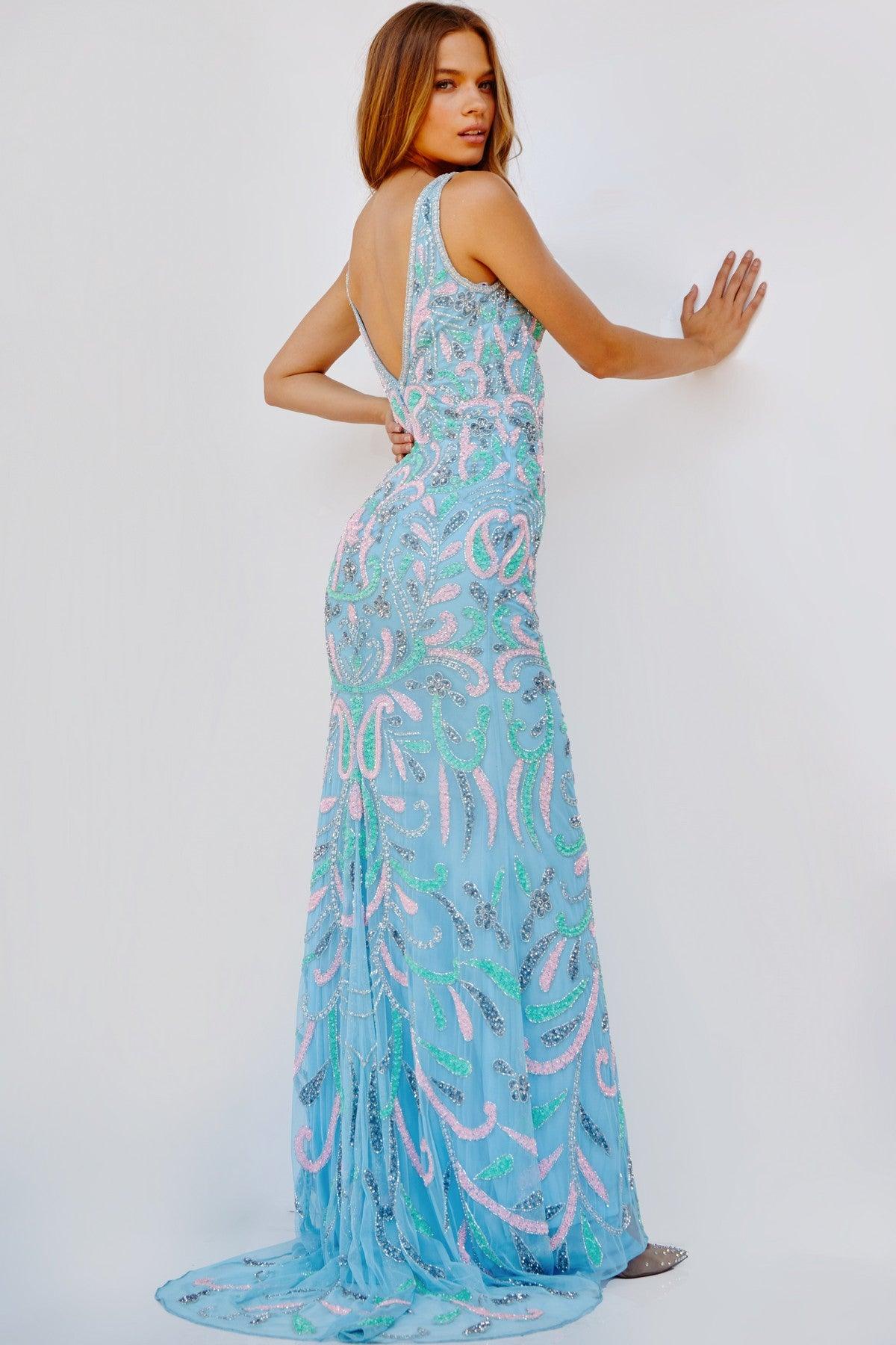 Prom Dresses Long Sleeveless Formal Prom Gown Light Multi Blue