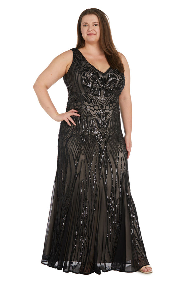 Long Sequin Dress Plus Size Formal R&M Richards 9009W