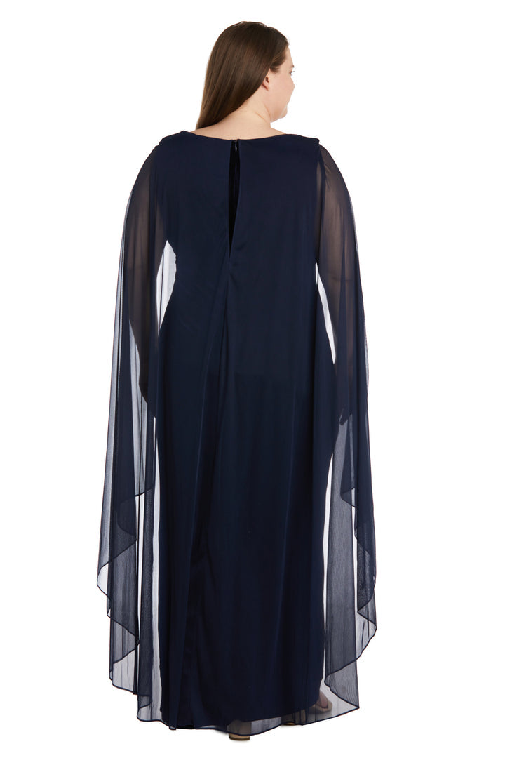 R&M Richards 9073W Long Plus Size Cape Wrap Dress