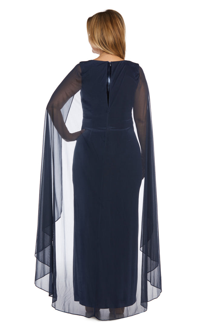 R&M Richards 9073 Long Mother of the Bride Cape Wrap Dress