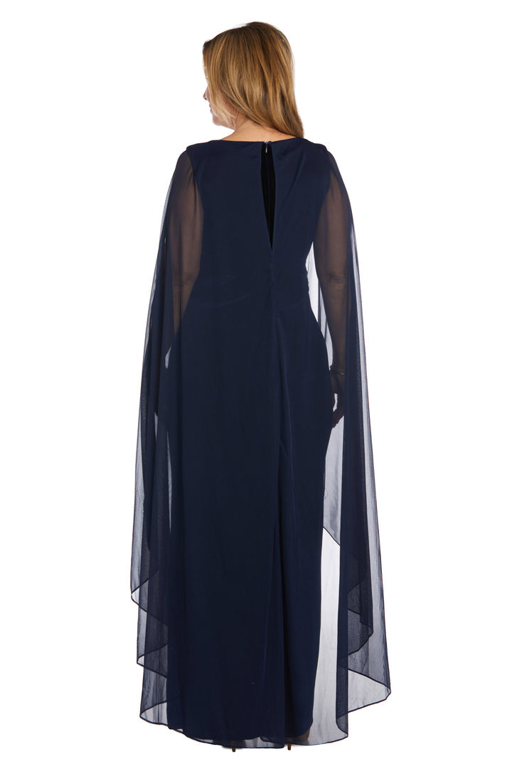 R&M Richards 9073 Long Mother of the Bride Cape Wrap Dress