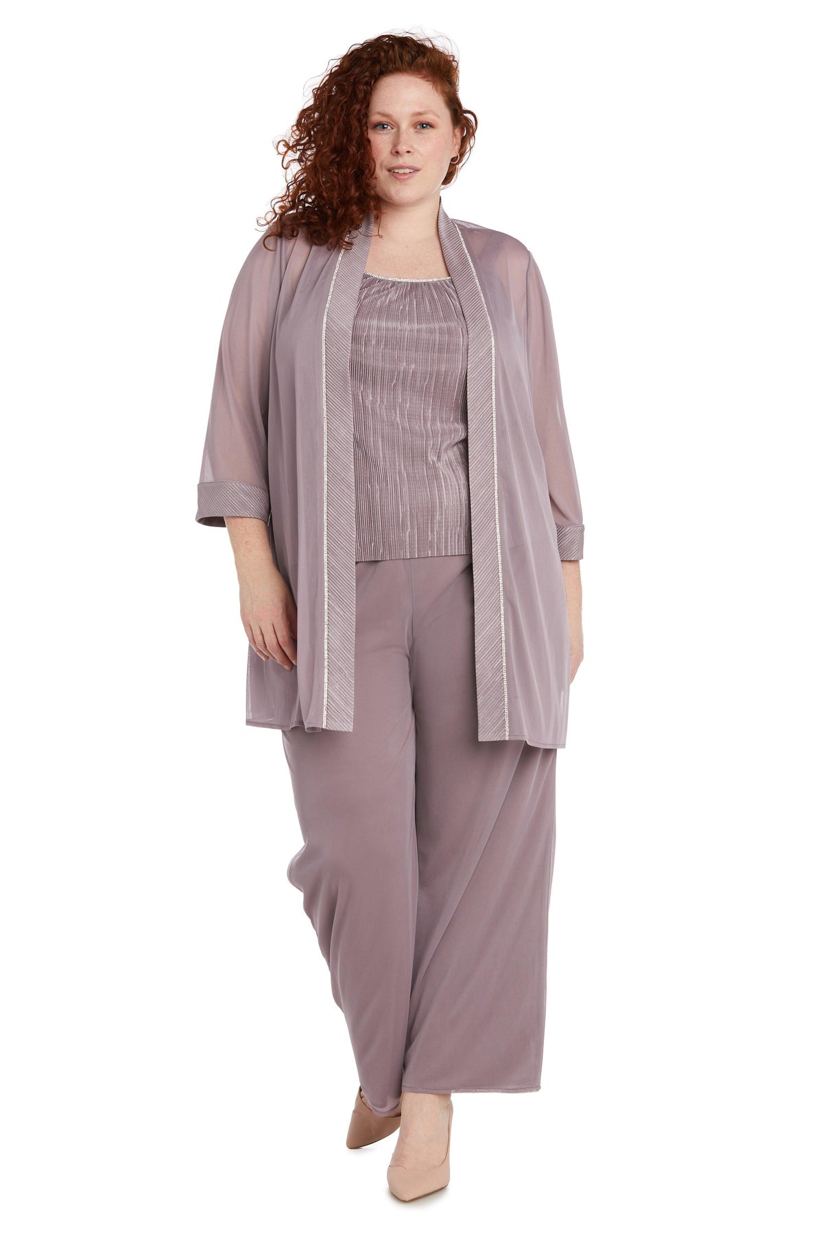 R&M Richards 9084W Long Plus Size Jacket Pant Suit